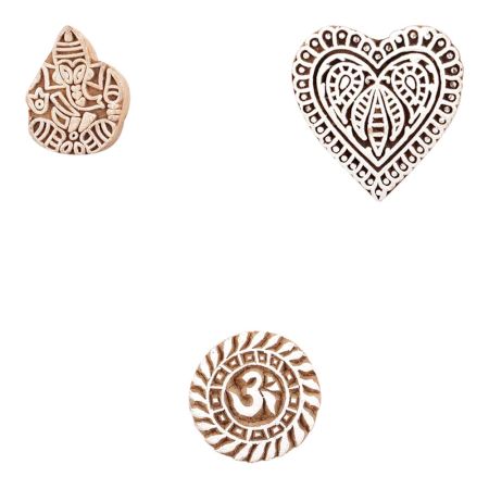 Set of 3 Piece New Mix Wooden Printing Block